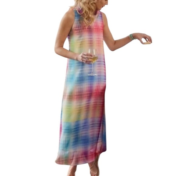 Soft Surroundings Carnevale Multi Plaid Maxi Dress - Picture 1 of 11